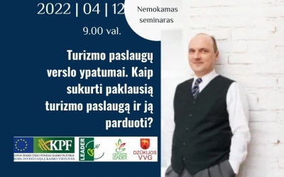 Nemokami  mokymai „Turizmo paslaugų verslo ypatumai. Kai sukurti paklausią turizmo paslaugą ir ją parduoti?“